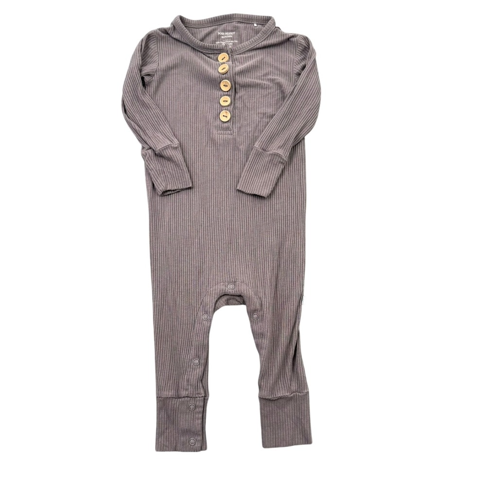Posh Peanut Romper Kids 18-24M Bamboo Ribbed Henley Loungewear Earthy Boho Soft